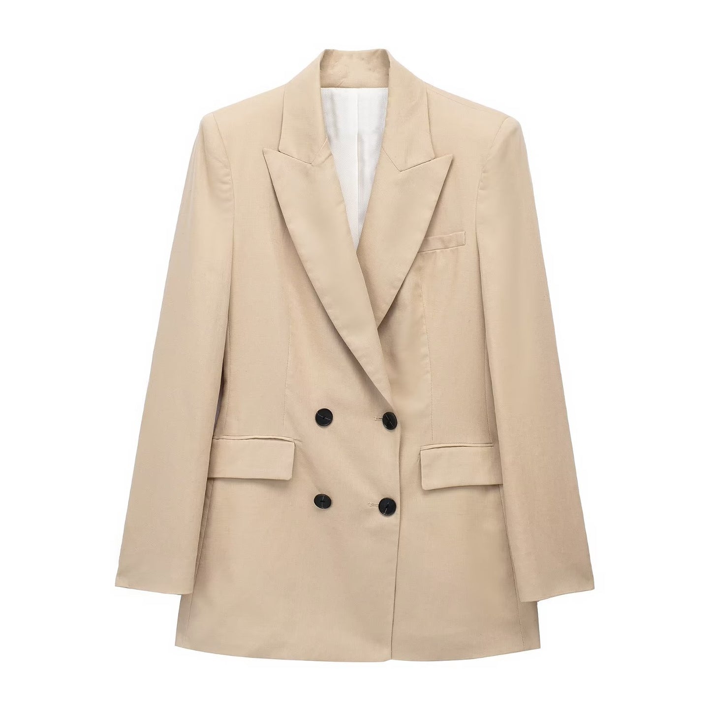 Linnen dubbelrijs pakjas vest rechte broek