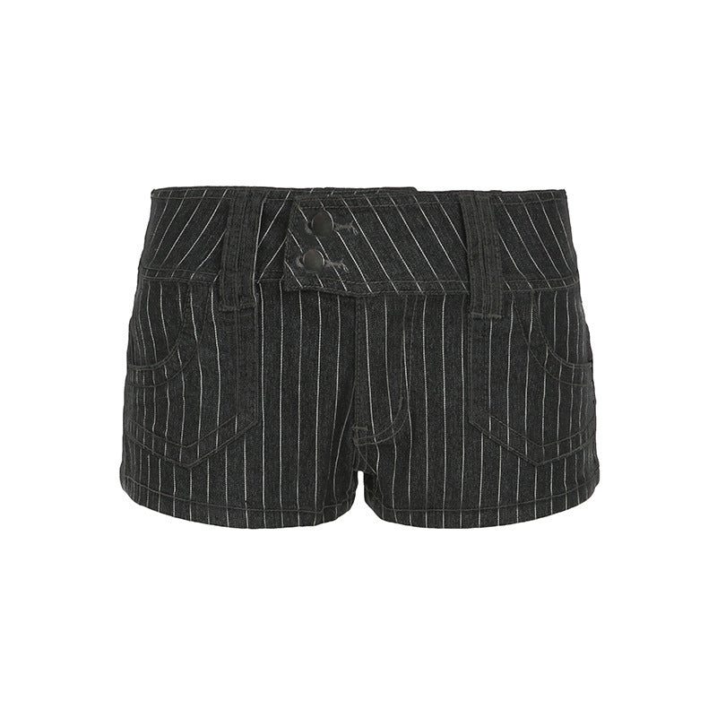 Striped Pocket Denim Shorts