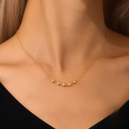 Adjustable S925 Sterling Silver Bead Necklace Bracelet Set