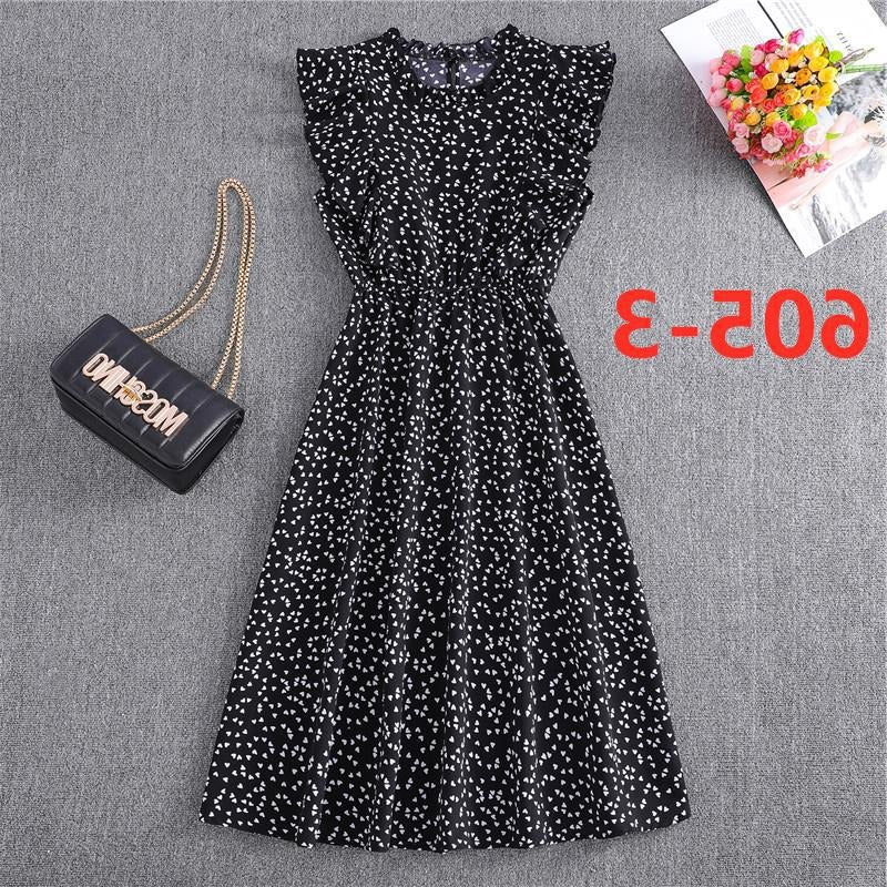 Dress summer polka dot chiffon skirt European and American loose and versatile mid-length skirt