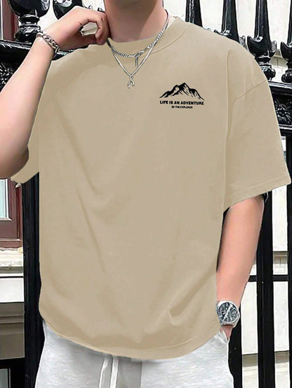 Summer men's  pure cotton casual loose plus size Letter And