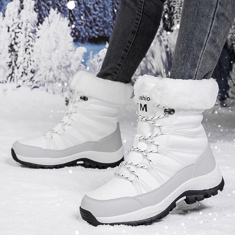 Women Fleece Lined Winter Snow Boots High Top Warm Cotton Shoes