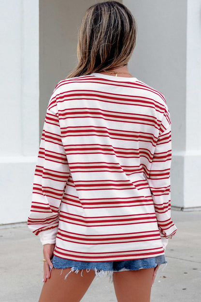 Casual gestreepte sweatshirt met lange mouwen en verlaagde schouders