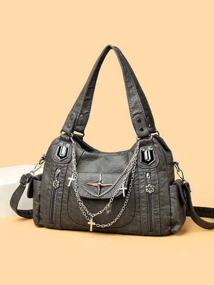 Retro Distressed Chain Tote Bag