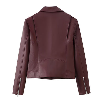 Collar motorcycle leather jacket
