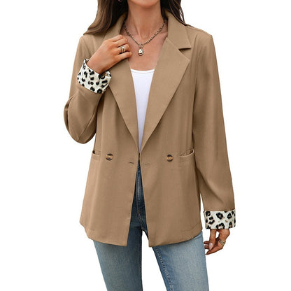 Retro Leopard Print Commuter Blazer
