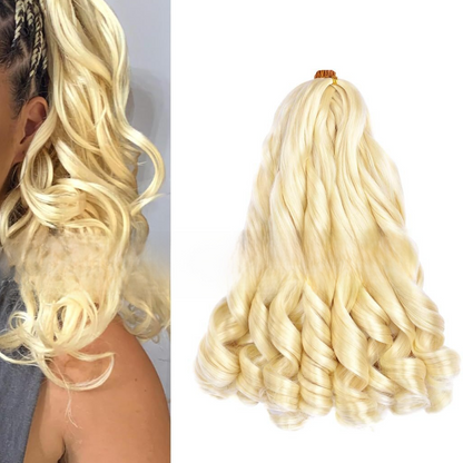 Synthetic fiber wig with long wavy hair
