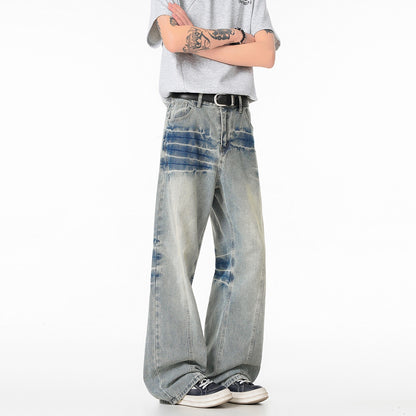 Cleanfit Light Blue Lightning Pattern Denim Pants