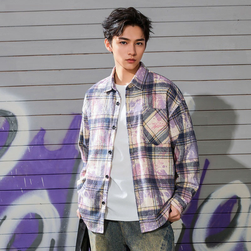 Loose long sleeved versatile tie dye men's long sleeved jacket