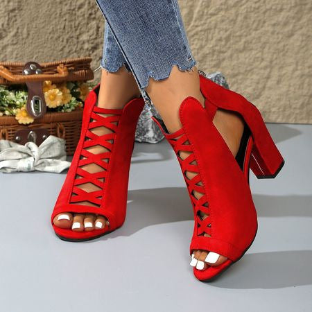 Side Hollow Stiletto High Heel Sandals