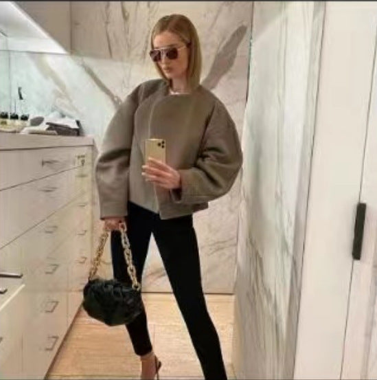 Dames dikke jack met polokraag