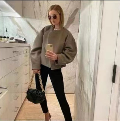 Dames dikke jack met polokraag