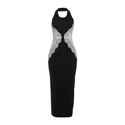 Womens Halter Neck Lace Dress
