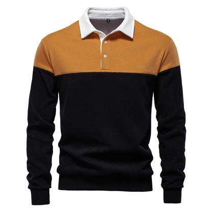 Mens Long Sleeve Polo Collar Sweater