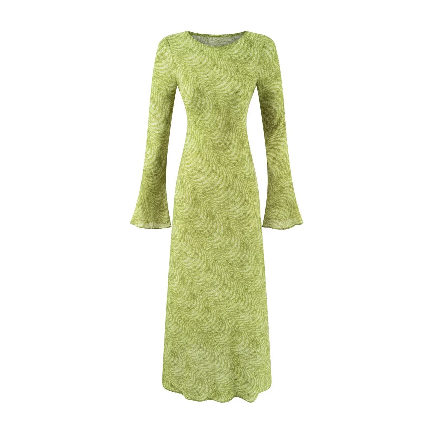 Floral Print Chiffon Dress with Bell Sleeves