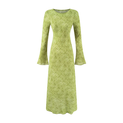 Floral Print Chiffon Dress with Bell Sleeves