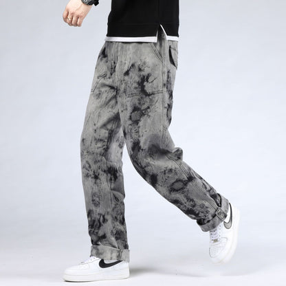 Losse tie-dye skateboard jeans met zakken