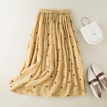 cotton and linen long skirt