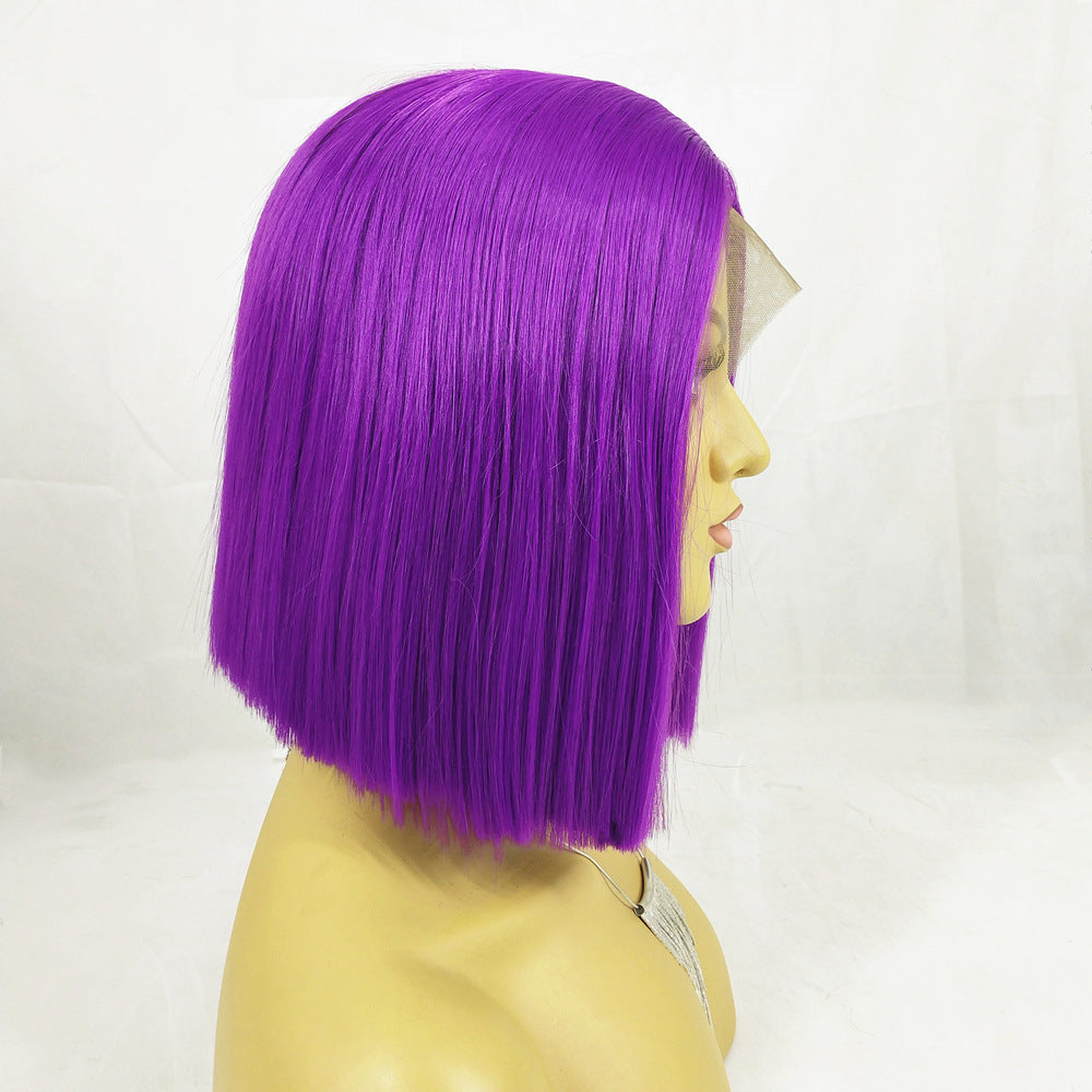 Paarse synthetische bob lace wig