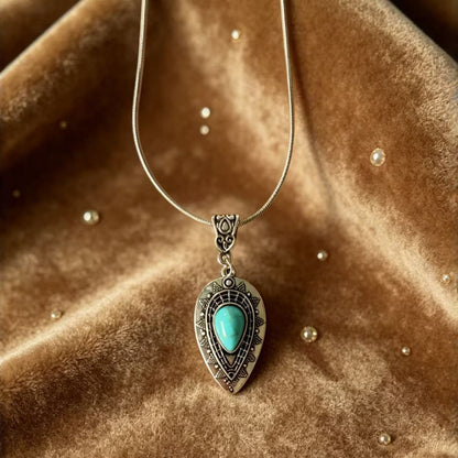 Retro Water Drop Turquoise Pendant Necklace