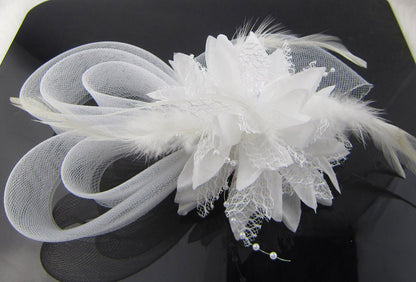 Bridal Feather Mesh Head Flower