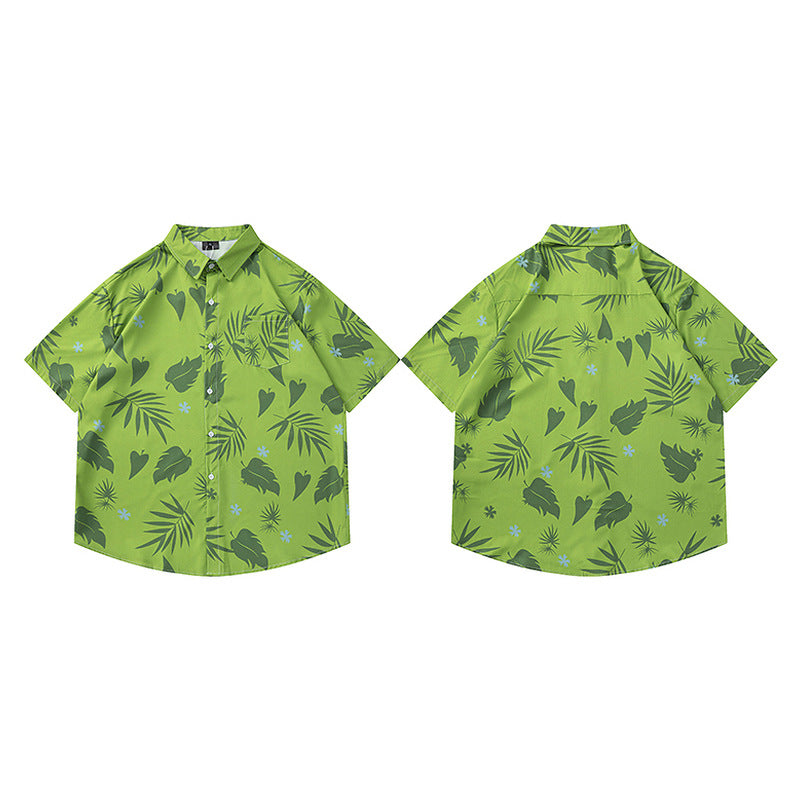 Print Shirt Men's Short Sleeve Summer Beach Loose Style Shirt
