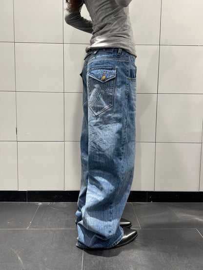 American Retro Paris Buckle Bamboo Joint Jeans