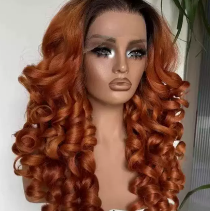 Golden Curly Lace Front Synthetic Wig 24 Inch