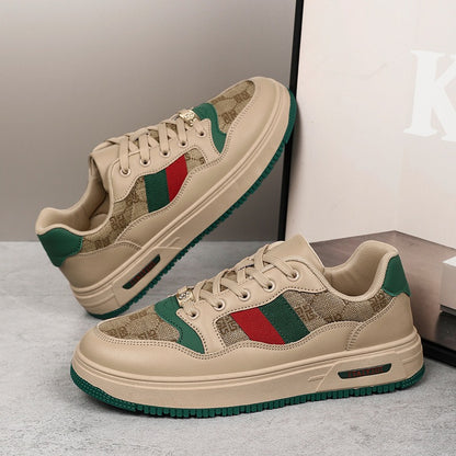 Retro ultralichte schoenen van vezelleer met rubberen buitenzool unisex