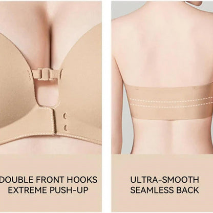 Strapless front-closure bra