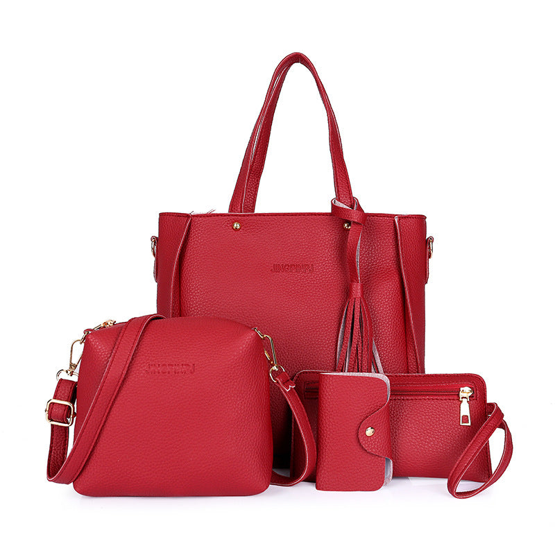 Litchi Pattern Women's Shoulder Bag Set