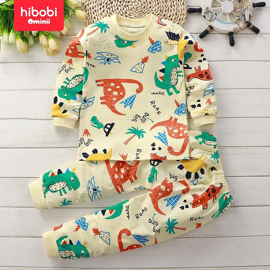 Hibobi 2-delige pyjamaset met dinosauruspatroon voor kinderen unisex