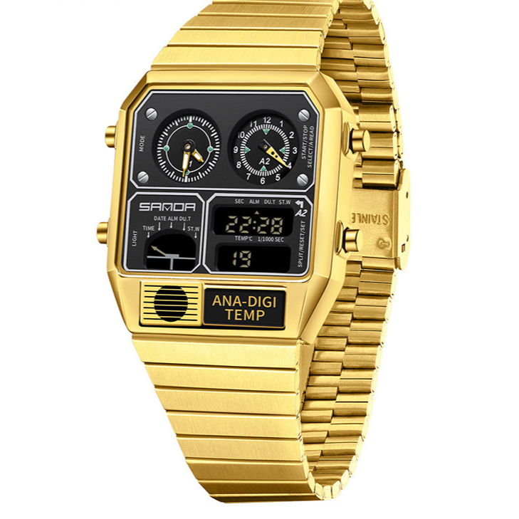 Dual Display 50m Water Resistant Electronic Watch