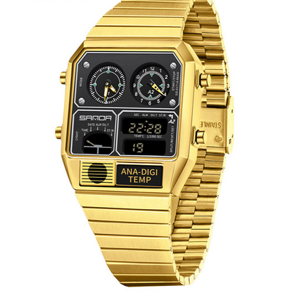 Dual Display 50m Water Resistant Electronic Watch