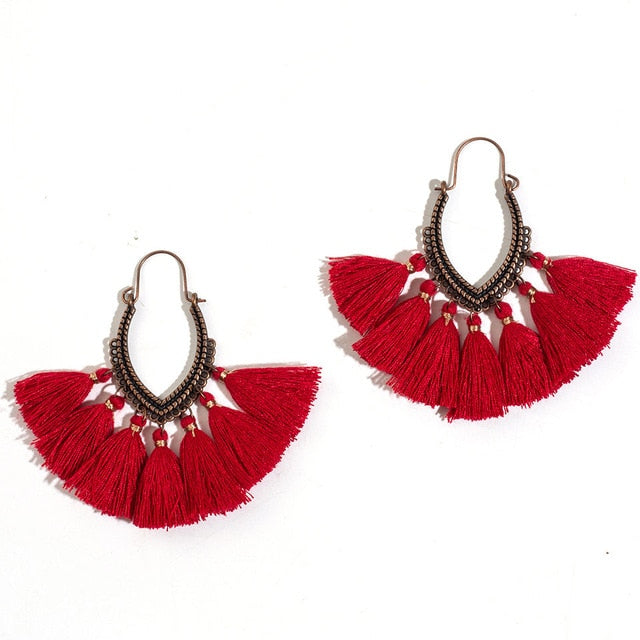 Fringe Vintage Boho Bohemian Ethnic Tassel Drop Dangle Hanging Earrings for Women Female Trendy Jewelry Accessories