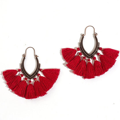 Fringe Vintage Boho Bohemian Ethnic Tassel Drop Dangle Hanging Earrings for Women Female Trendy Jewelry Accessories