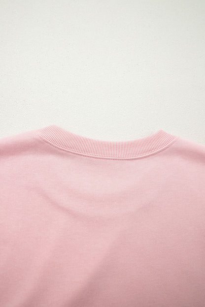 Effen losvallend T-shirt en broek met trekkoord en wijde pijpen  2-delige set