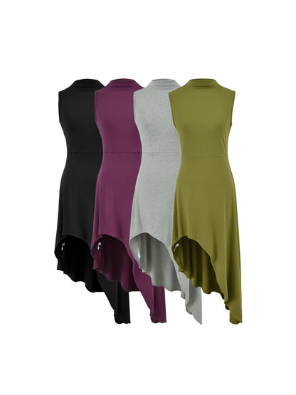 French Style High Collar Sleeveless Dress