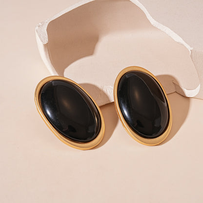 Retro Geometric Resin Oval Earrings
