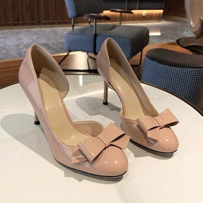 Dames pumps met strik van lakleer 6/8 cm