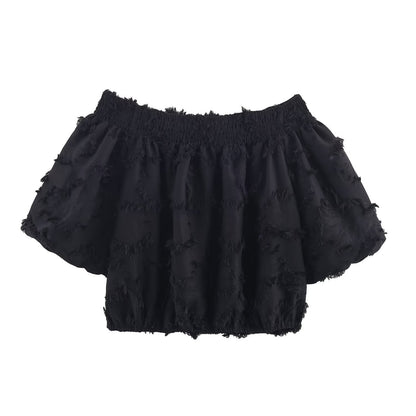 Hairy Bubble One Collar Top for Women's Clothing