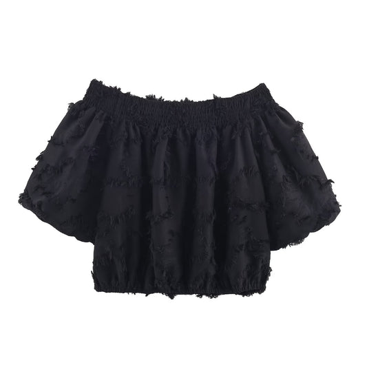 Hairy Bubble One Collar Top for Women's Clothing