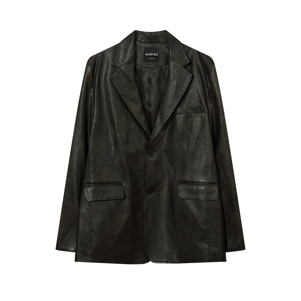 Amerikaans effen PU-leren colbert voor heren