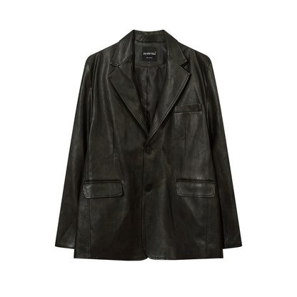 Amerikaans effen PU-leren colbert voor heren