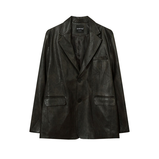 Amerikaans effen PU-leren colbert voor heren