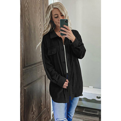 Amerikaanse effen kleur lange mouwen shacket