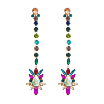 Geometric colored diamond earrings for women, trendy and versatile earrings