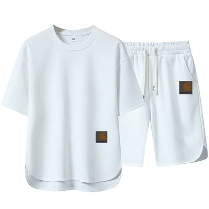 Summer Men's High-end Casual Sports Set Loose Fashion Versatile Shorts Round Neck Short Sleeve T-Shirt Two-piece Set