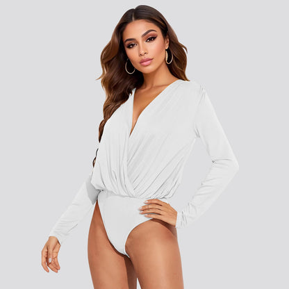 Women's V-Neck Slim Long Sleeve Jumpsuit