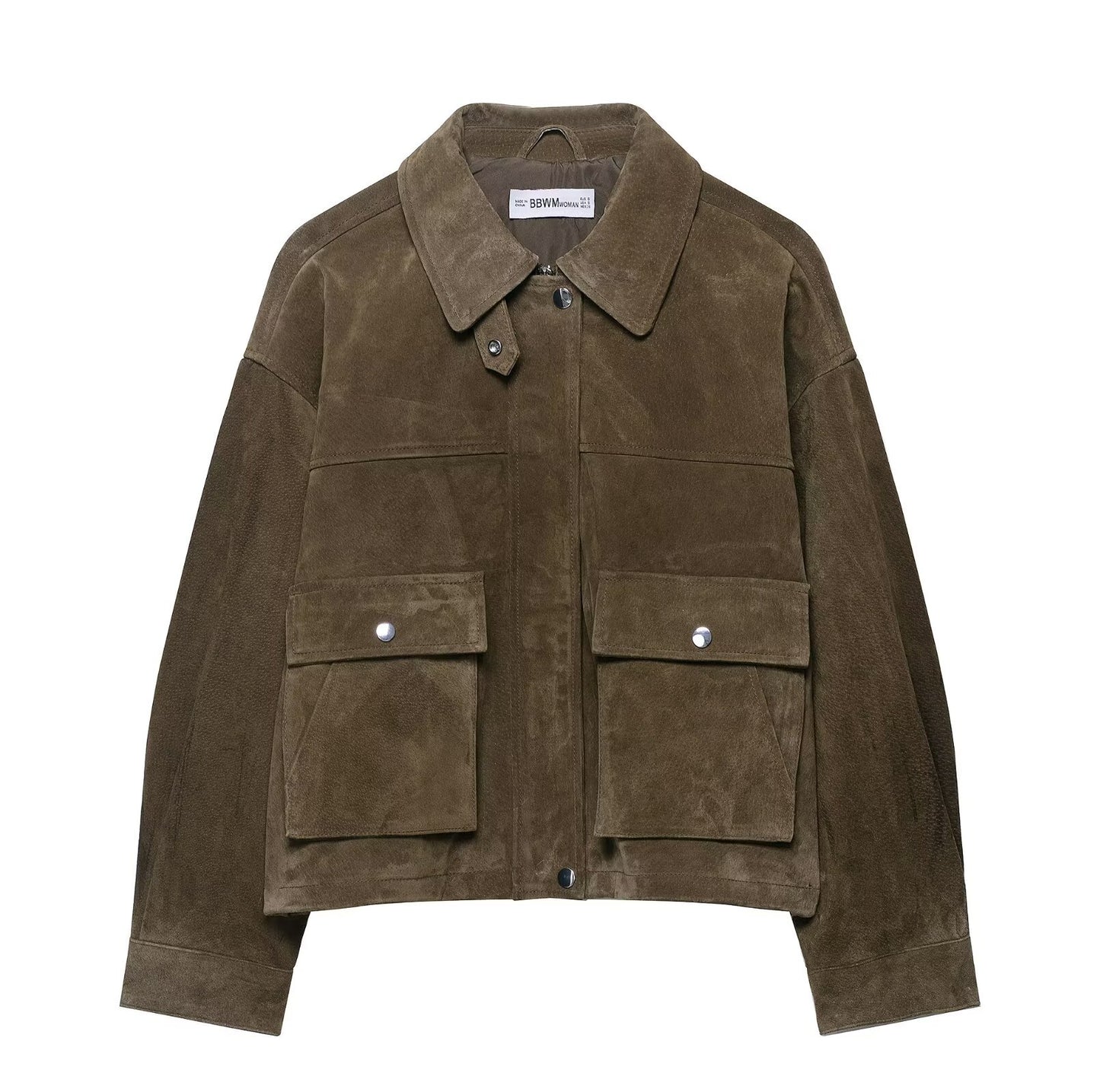 Imitation leather pilot jacket